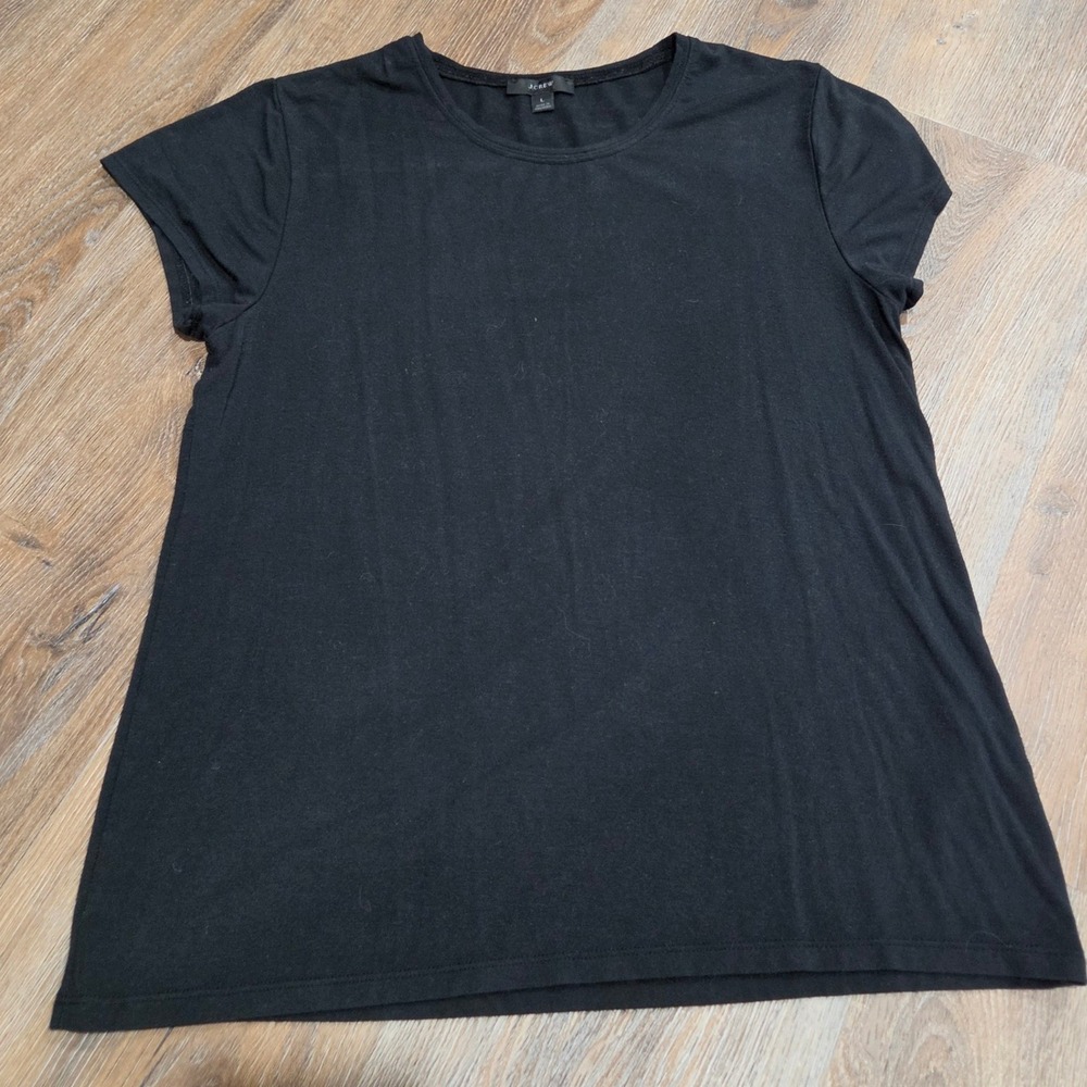 J.Crew Womens Black Modal Blend Short Sleeve Crew Neck T-Shirt Size L